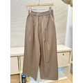 日式質感休閒闊腿褲 （咖啡色現貨)_3