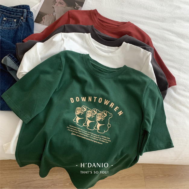 韓版三隻小熊水洗棉T 4色