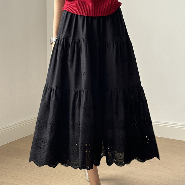 春夏簍空花朵A字裙