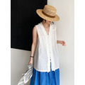 木耳邊V領無袖背心 2色_7