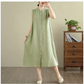 夏日亞麻鈕扣背心洋裝 4色_1