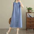 夏日亞麻鈕扣背心洋裝 4色