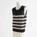 桑蠶絲透膚條紋背心 3色（黑、白現貨）