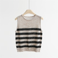 桑蠶絲透膚條紋背心 3色（黑、白現貨）_10