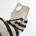 桑蠶絲透膚條紋背心 3色（黑、白現貨）_11