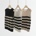 桑蠶絲透膚條紋背心 3色（黑、白現貨）_3