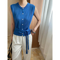 萊賽爾天絲綁帶針織背心 5色 （焦糖、藍現貨）_9