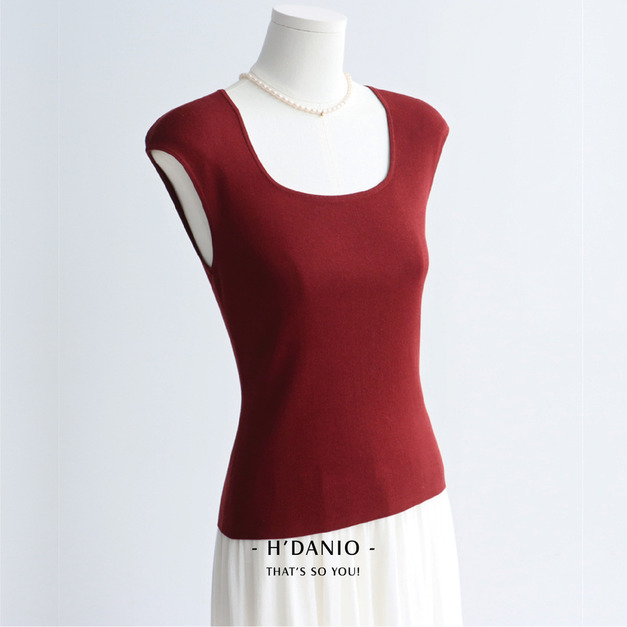 天蠶絲U領包肩上衣 8色