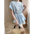 醋酸天絲亞麻落肩綁帶上衣 2色_3
