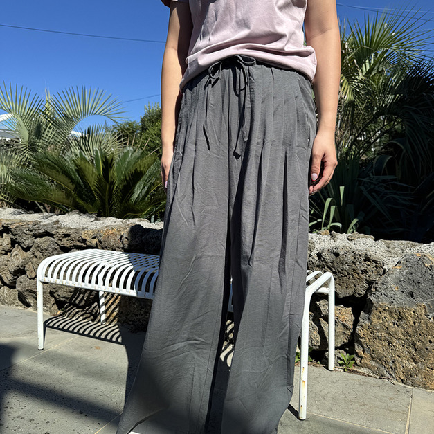 韓版立體壓摺闊腿褲 2色 (現貨)