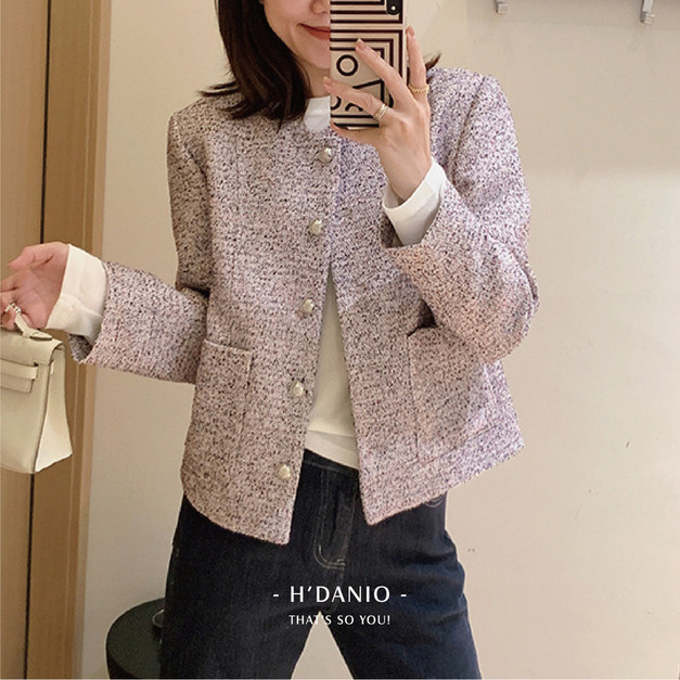 羅蘭粉紫小香銀釦外套