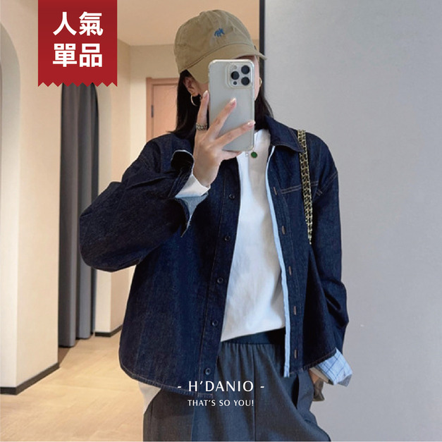 拼接藍格天絲牛仔外套