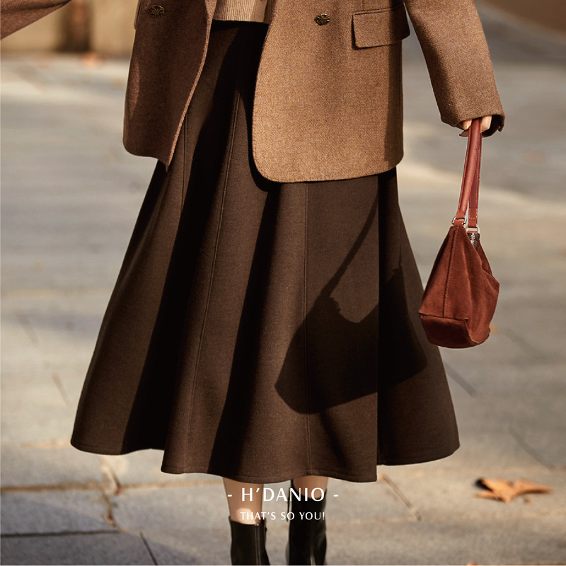 進口真絲羊絨立體空間半身裙 4色