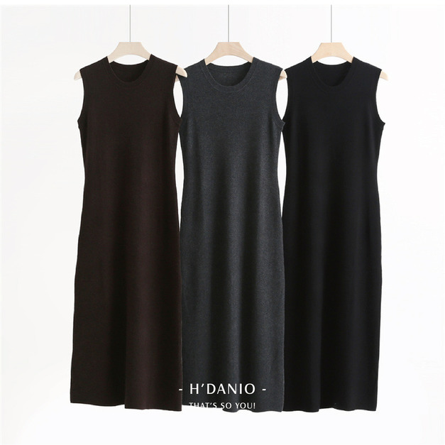 冬季簡約羊毛混紡連身裙 3色