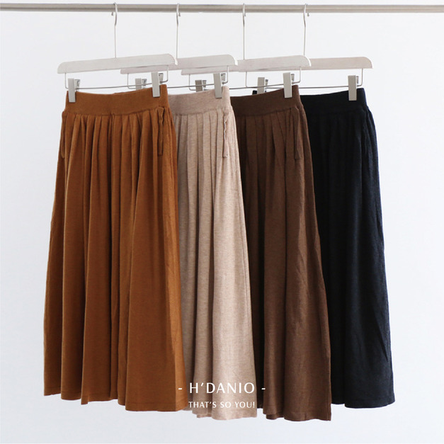 魯妮羊毛混紡細緻半身裙 4色