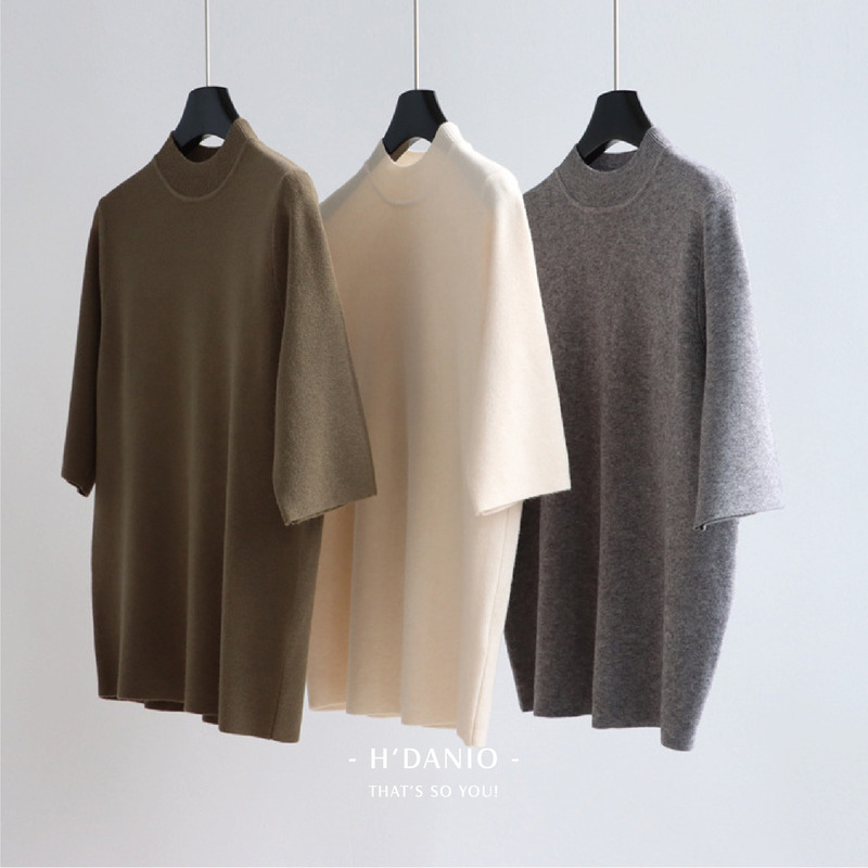 安迪絨簡約剪裁五分袖上衣 7色