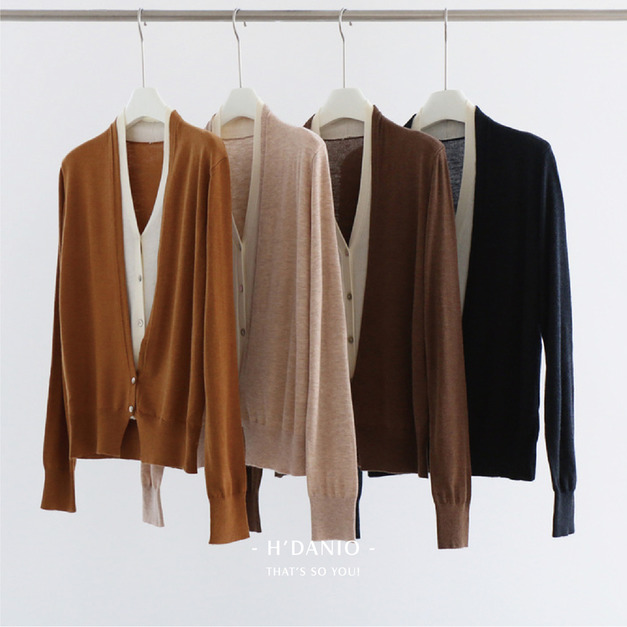 魯尼V領羊毛混紡針織上衣 4色