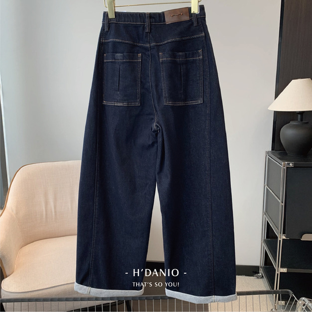 超顯瘦繭型內磨毛牛仔褲