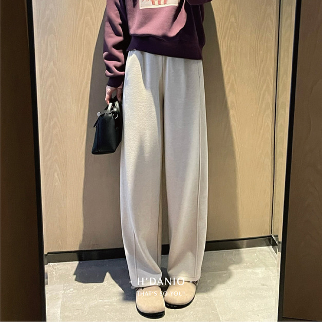 頂級桑蠶絲羊絨直筒褲 3色