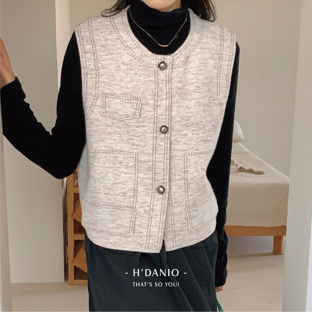 復古質感銀釦馬甲背心 3色