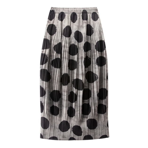 皺摺圓點印花包臀裙