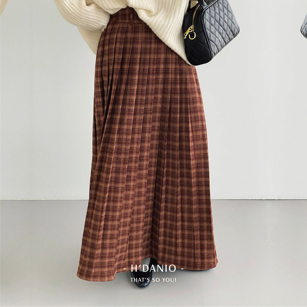 日系復古格子半身裙 2色