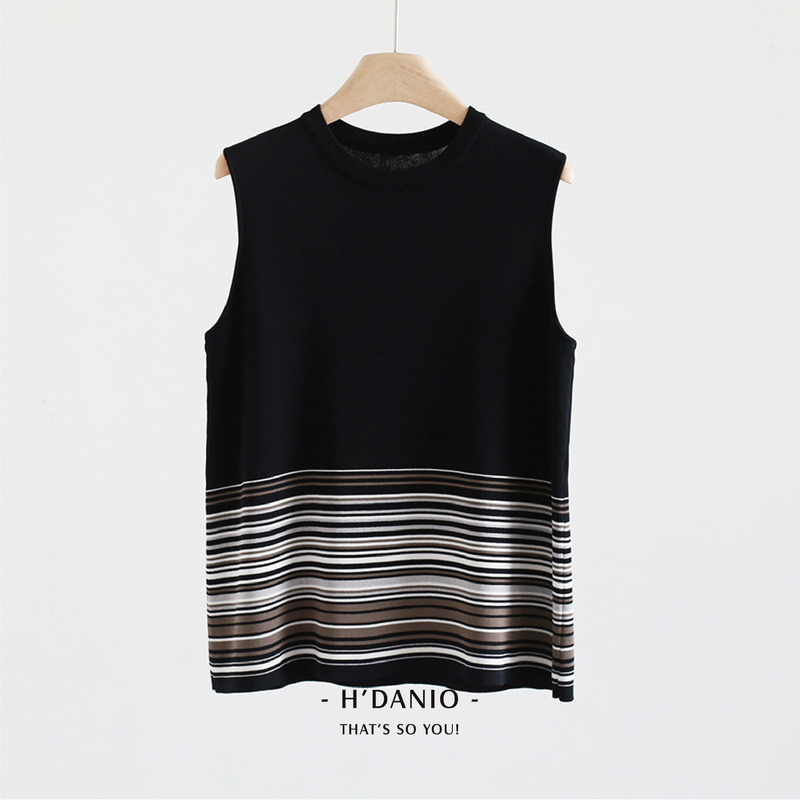 納亞曲珠紗條紋背心 2色