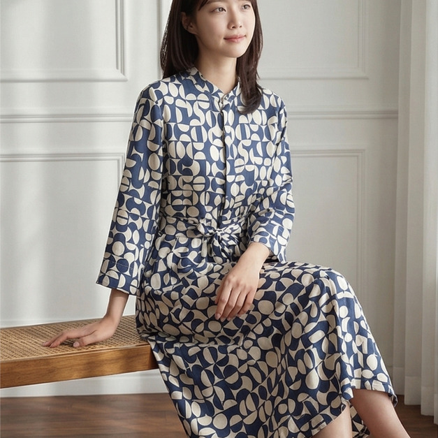 梅利雅幾何印花洋裝（XL、M現貨）