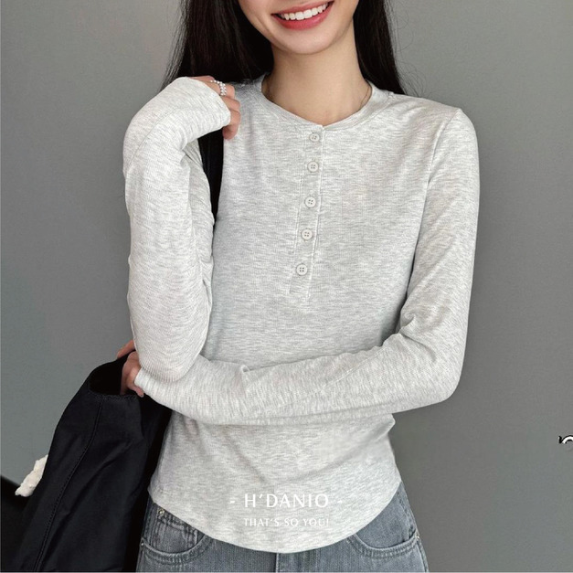 蘭精天絲亨利領長袖 2色(L現貨)