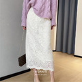 浪漫女人刺繡蕾絲直筒半身裙
