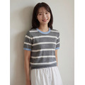 梅亨撞色圓領條紋針織上衣 3色_7