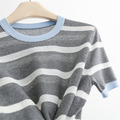 梅亨撞色圓領條紋針織上衣 3色_5