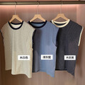 貝殼繡細條紋撞色棉Tee XL灰藍（瑕疵品優惠）_1