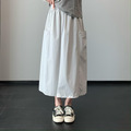 輕薄防曬口袋工裝裙 3色（灰M、藍L、米白L)_1