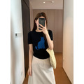 桑蠶絲夏特藍貓黑針織上衣_2