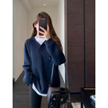 空氣棉拼色寬鬆連帽大學Tee 2色