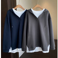 空氣棉拼色寬鬆連帽大學Tee 2色_11