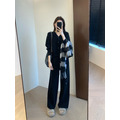 落肩羊毛混纺質感連帽套裝 2色_1
