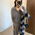 落肩羊毛混纺質感連帽套裝 2色_3