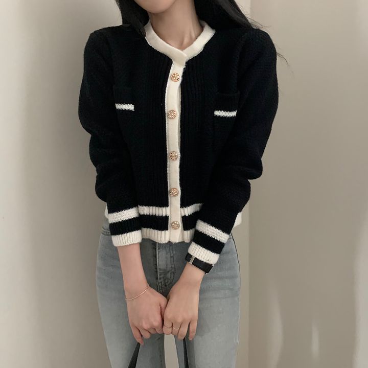 秋季小香風金釦針織外套3色(現貨) | HDANIO 好搭你歐女裝選品