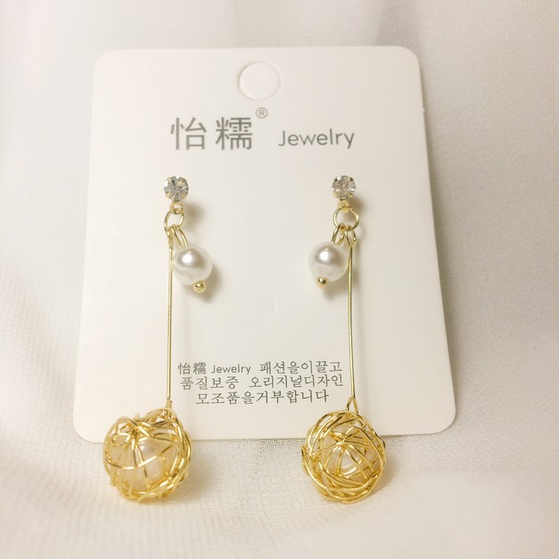 韓系氣質鳥巢耳針