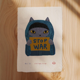 【愛與和平的貓咪肖像】手工紙印刷 &middot; 可加購相框