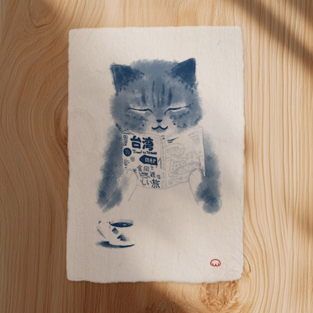【貓系列小畫】手工紙印刷 &middot; 可加購相框