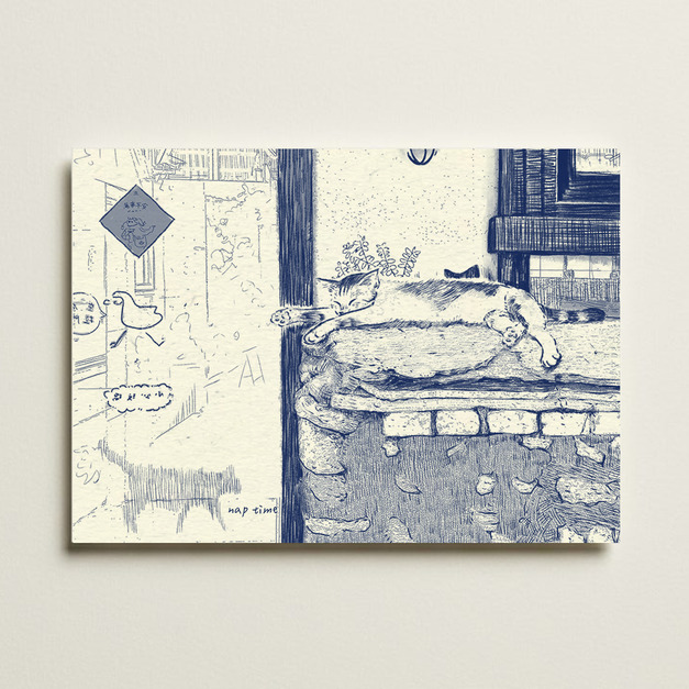 【貓的休假日】 孔版印刷明信片