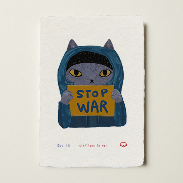 【愛與和平的貓咪肖像】手工紙印刷 &middot; 可加購相框