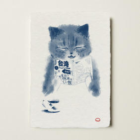 【貓系列小畫】手工紙印刷 &middot; 可加購相框