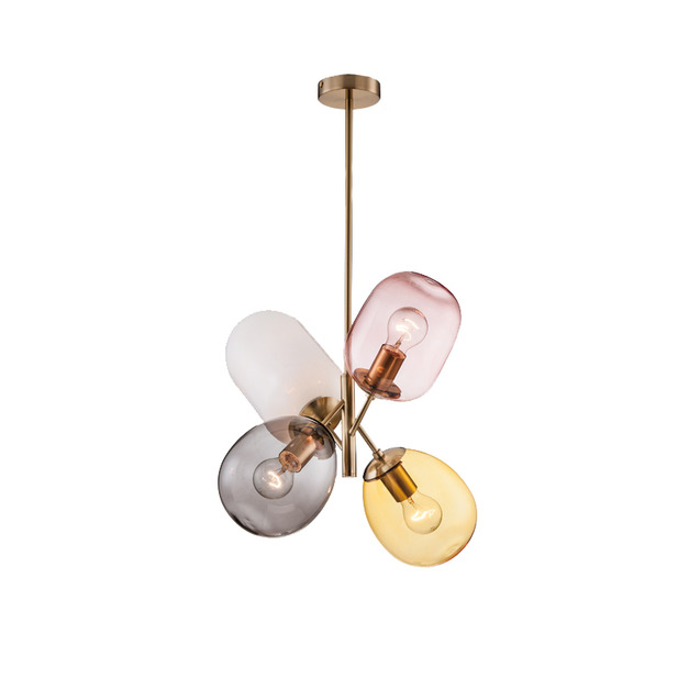 現代時尚彩色玻璃吊桿燈吊燈半吸頂燈