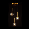 金色/黑色 水波紋玻璃三吊餐吊燈