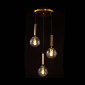 金色/黑色 水波紋玻璃三吊餐吊燈