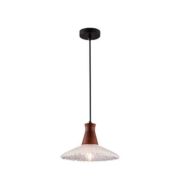 法式復古胡桃木玻璃吊燈